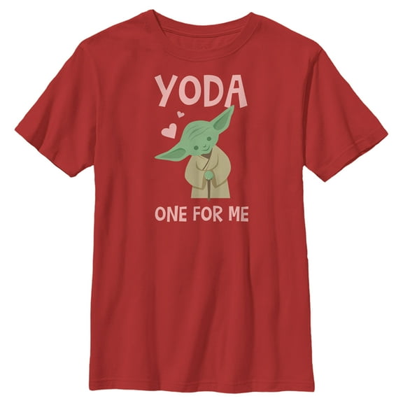 Boy's Star Wars Valentine's Day Yoda One for Me Simple  Graphic Tee Red X Small