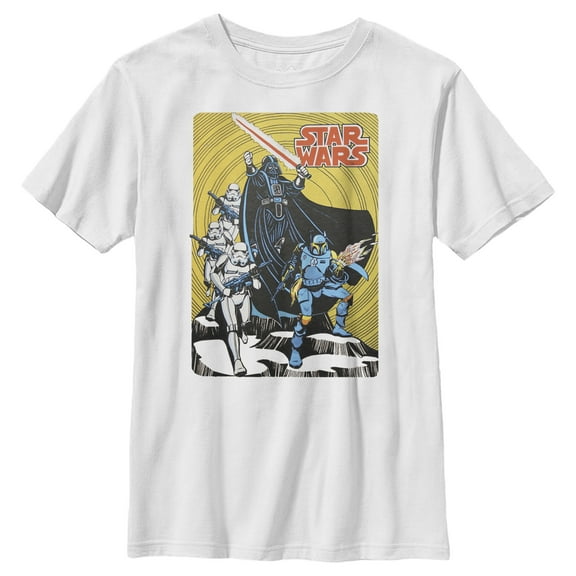 Boy's Star Wars Vintage Dark Side Cover Graphic Tee White Small