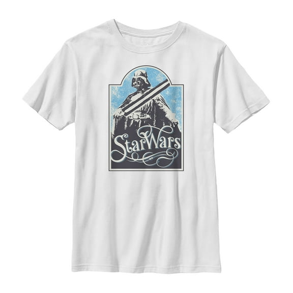 Boy's Star Wars Vintage Western Darth Vader  Graphic Tee White X Large