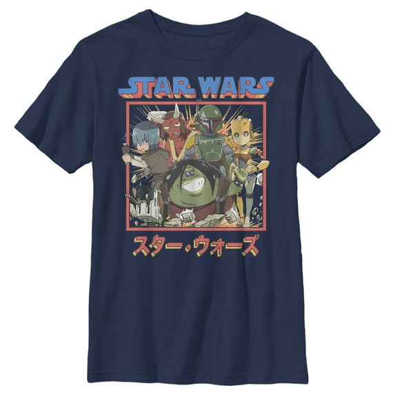 Boy's Star Wars: Visions Anime Group Graphic Tee Navy Blue X Large