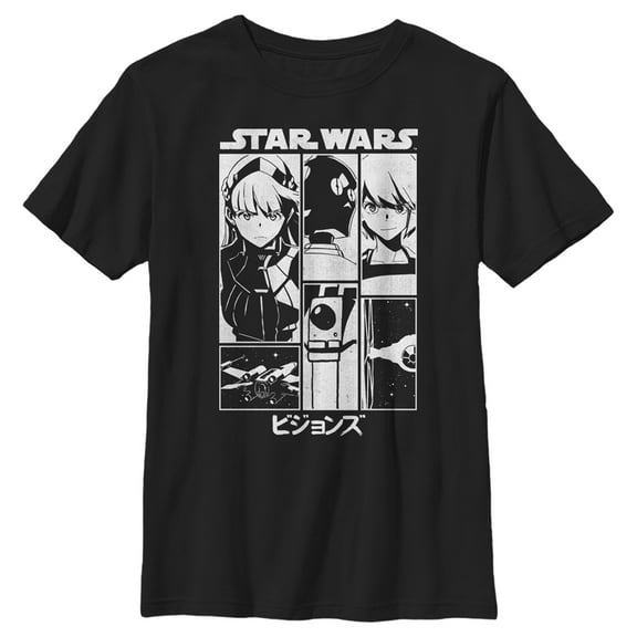 Boy's Star Wars: Visions Black and White Poster Graphic Tee Black Large