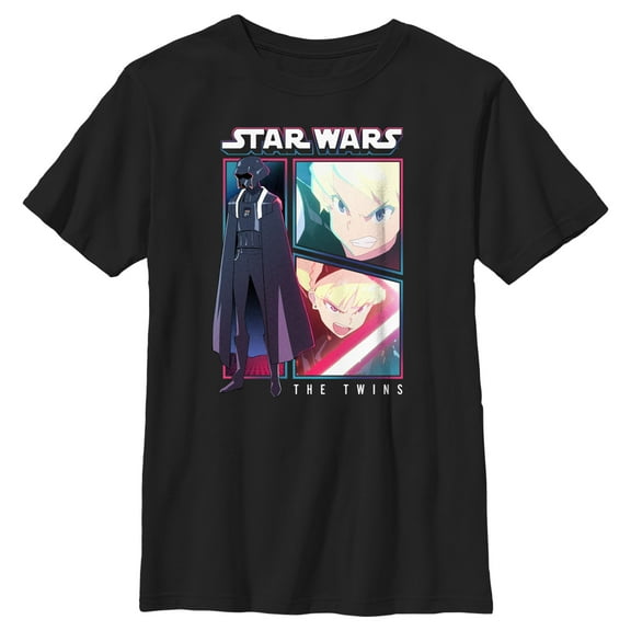 Boy's Star Wars: Visions The Twins Comic Panels  Graphic Tee Black X Large