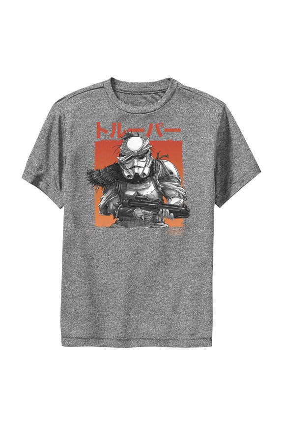 Boy's Star Wars: Visions Trooper Performance Graphic Tee Charcoal Heather X Large