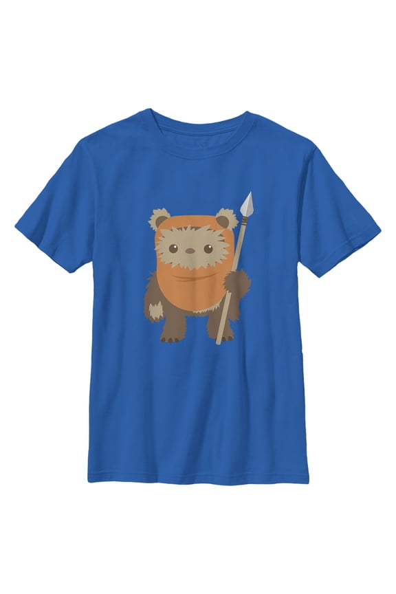 Boy's Star Wars Wicket Ewok Cartoon Graphic Tee Royal Blue Small