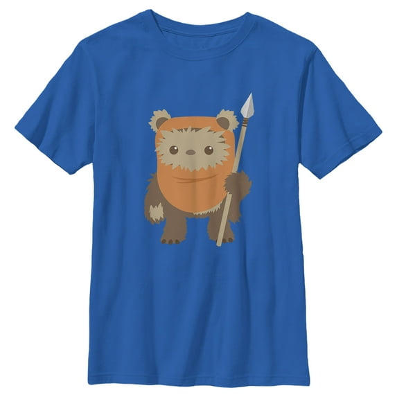 Boy's Star Wars Wicket Ewok Cartoon Graphic Tee Royal Blue X Large