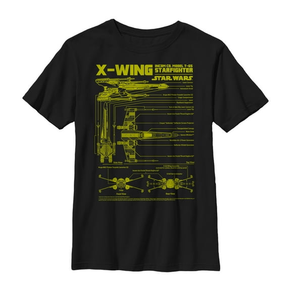 Boy's Star Wars X-Wing Schematics Graphic Tee Black X Small