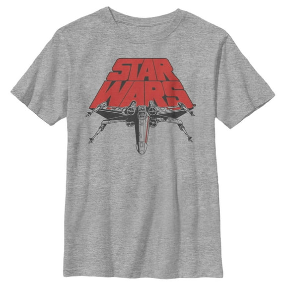 Boy's Star Wars X-Wing Title Logo  Graphic Tee Athletic Heather Small