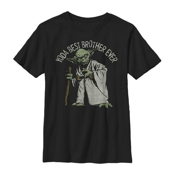 Boy's Star Wars Yoda Best Brother Ever Graphic Tee Black Small