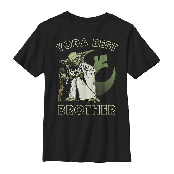 Boy's Star Wars Yoda Best Brother Graphic Tee Black X Large