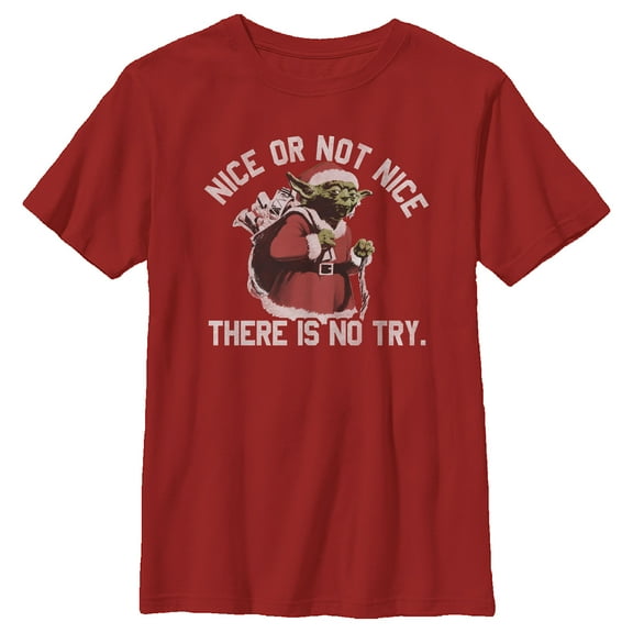 Boy's Star Wars Yoda Nice or Not Nice  Graphic Tee Red Medium