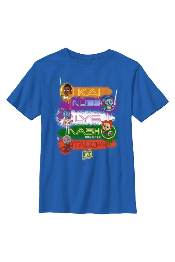 Boy's Star Wars: Young Jedi Adventures Character Names Graphic Tee Royal Blue X Small