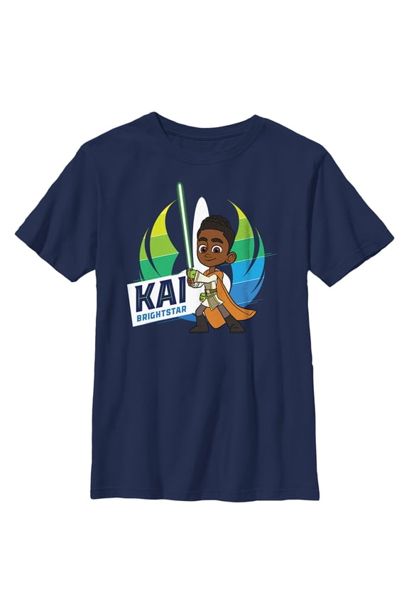 Boy's Star Wars: Young Jedi Adventures Kai Brightstar Portrait Graphic Tee Navy Blue Large
