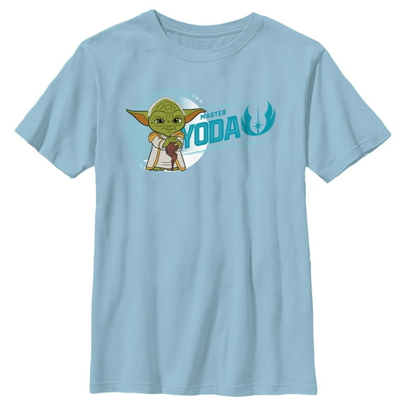 Boy's Star Wars: Young Jedi Adventures Master Yoda Portrait Graphic Tee Light Blue Medium
