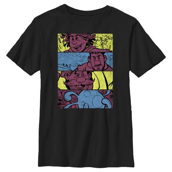 Boy's Strange World Clade Family Comic Strips  Graphic Tee Black Medium