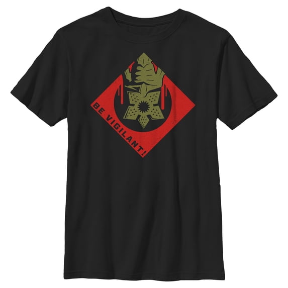 Netflix Boy's Stranger Things Be Vigilant Demogorgon Badge Graphic T-Shirt