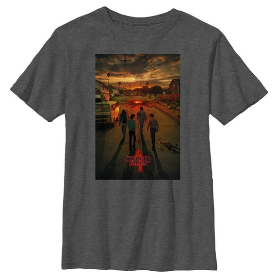 Netflix Boy's Stranger Things Four Friends Rift Apocalypse Poster Graphic T-Shirt