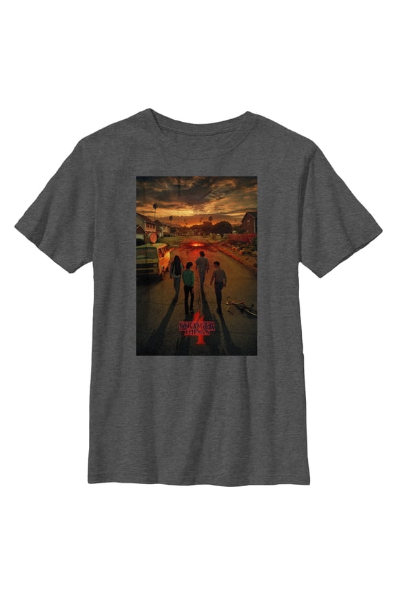 Netflix Boy's Stranger Things Four Friends Rift Apocalypse Poster Graphic T-Shirt