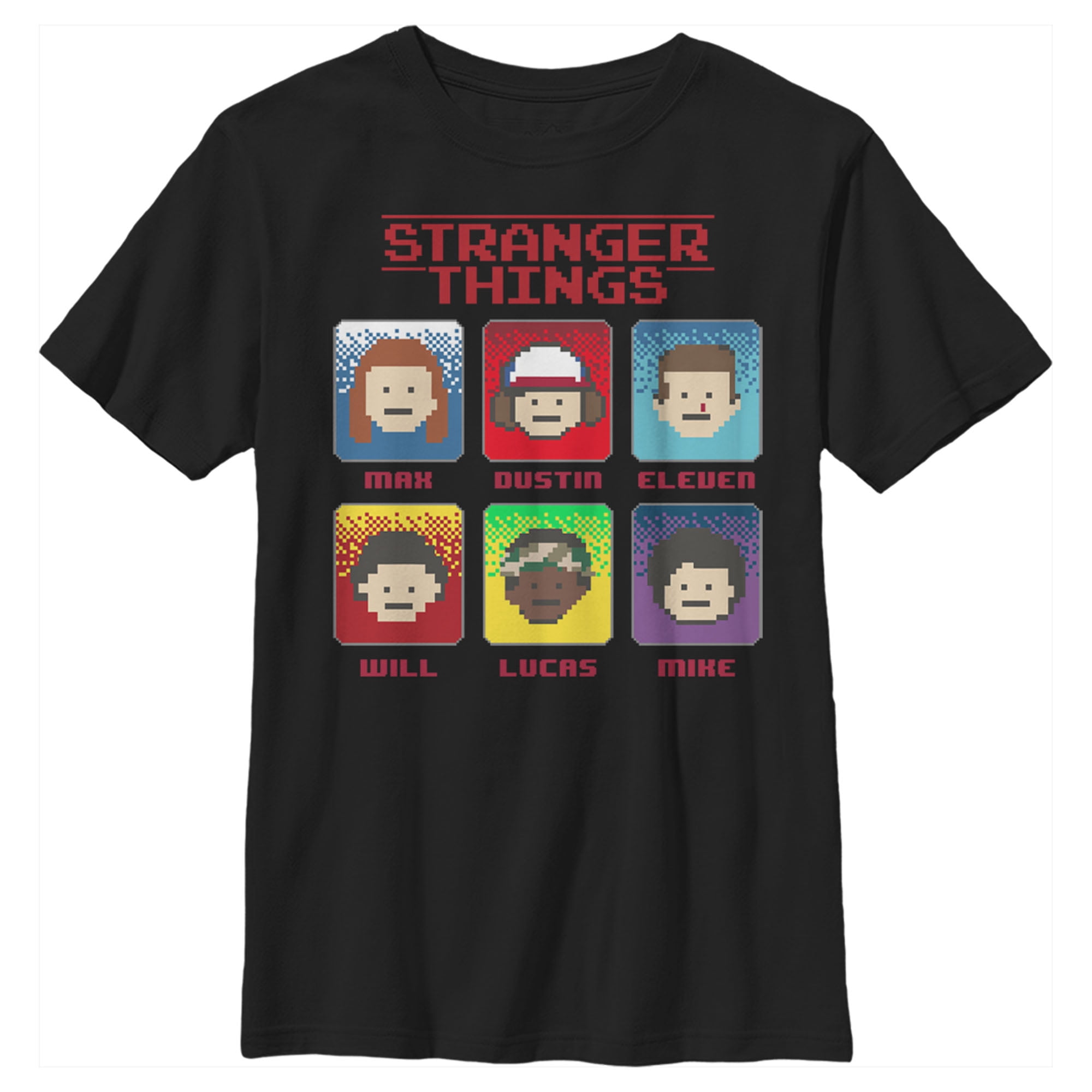 Boy's Stranger Things Group Shot 8Bit Box Up Graphic TShirt — free download