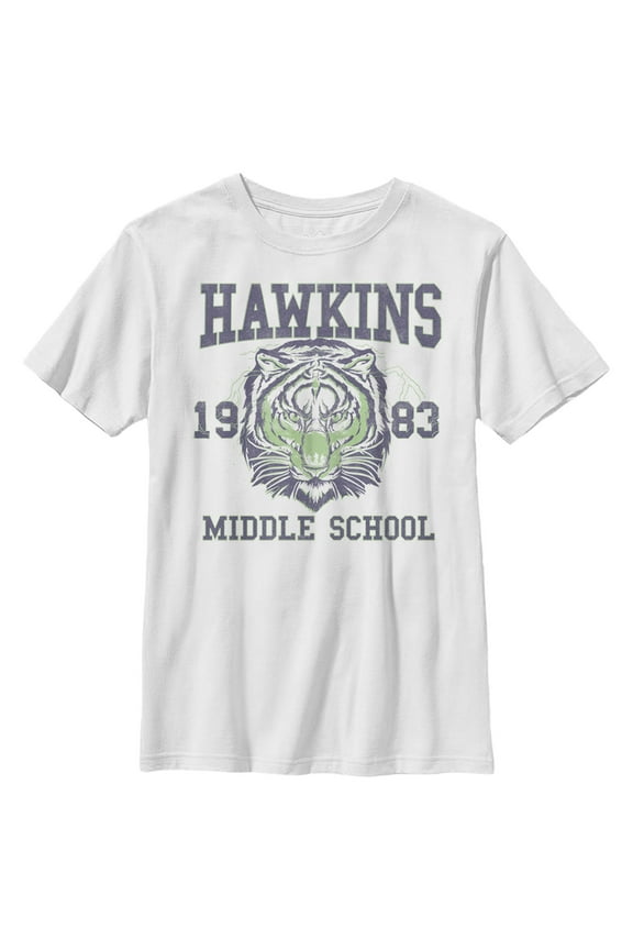 Netflix Boy's Stranger Things Hawkins Middle School Tiger Graphic T-Shirt