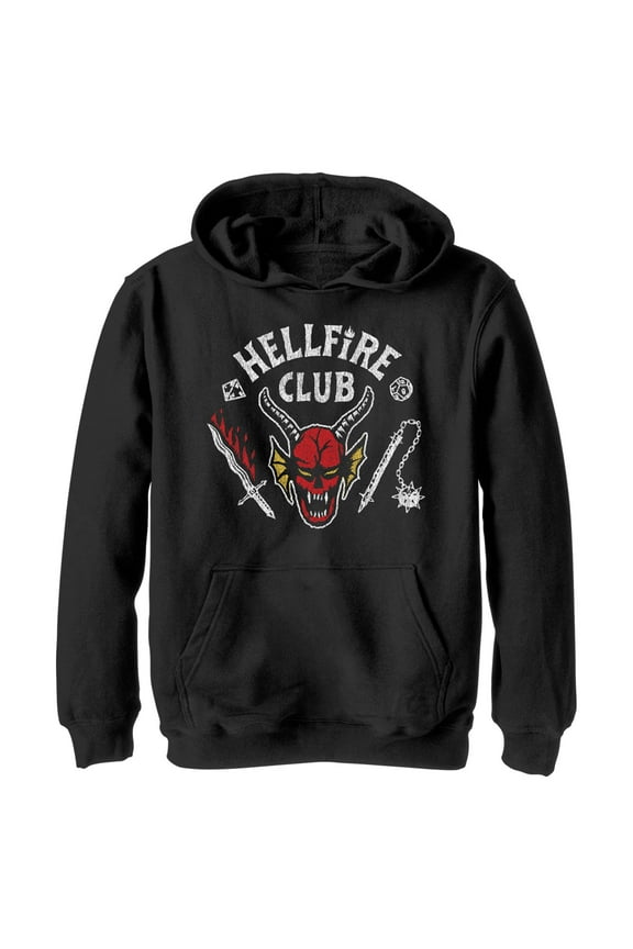 Netflix Boy's Stranger Things Hellfire Club Costume Pull Over Hoodie Black Medium