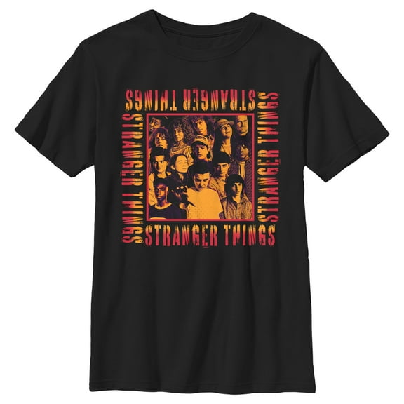 Netflix Boy's Stranger Things Orange Group Shot Boxed Up Graphic T-Shirt