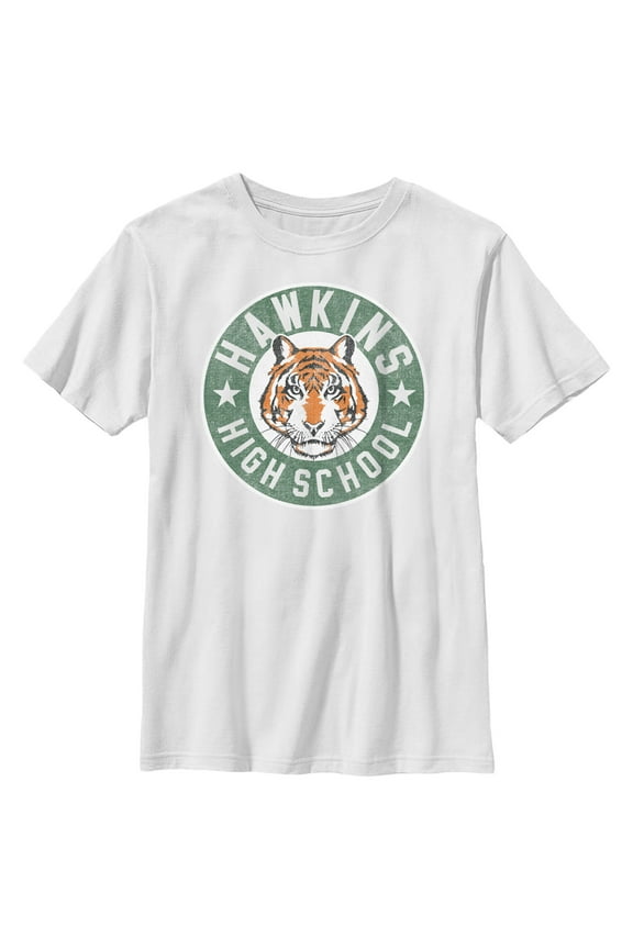 Netflix Boy's Stranger Things Retro Hawkins High School Tiger Mascot Graphic T-Shirt