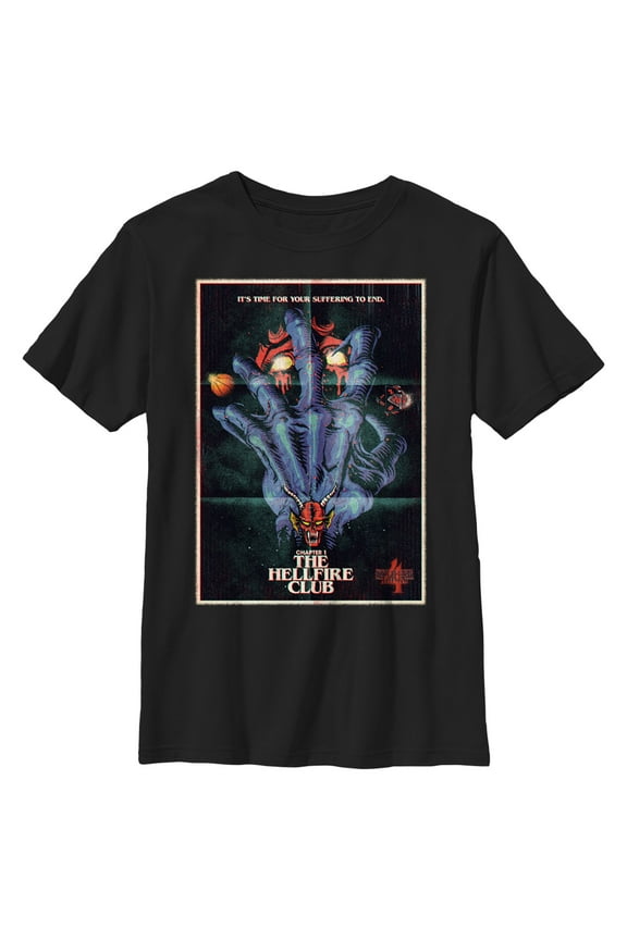 Netflix Boy's Stranger Things Retro Hellfire Club Poster Graphic T-Shirt