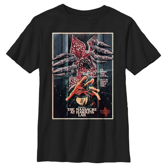 Netflix Boy's Stranger Things Retro Massacre At Hawkins Lab Graphic T-Shirt