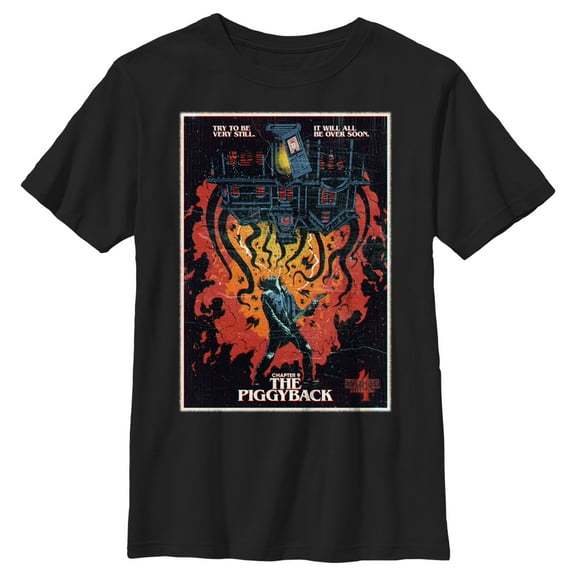 Netflix Boy's Stranger Things Retro Piggyback Poster Graphic T-Shirt