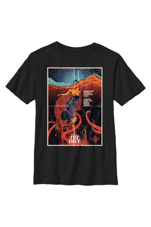 Netflix Boy's Stranger Things Retro The Dive Poster Graphic T-Shirt
