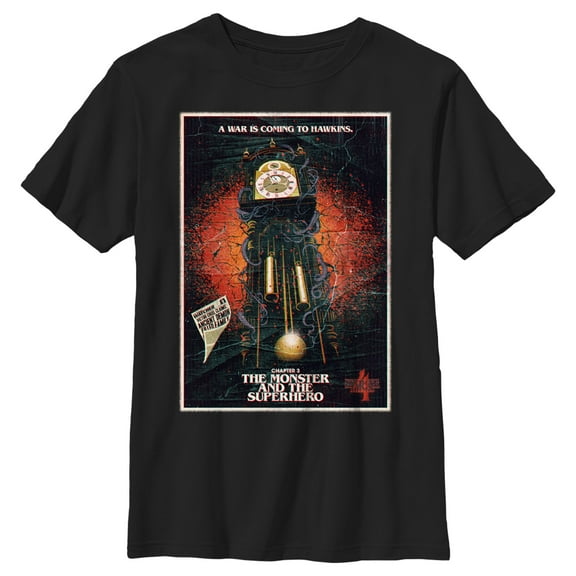 Netflix Boy's Stranger Things Retro The Monster and The Superhero Poster Graphic T-Shirt