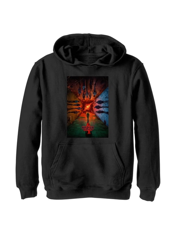 Netflix Boy's Stranger Things Roads Apart Pull Over Hoodie Black Small