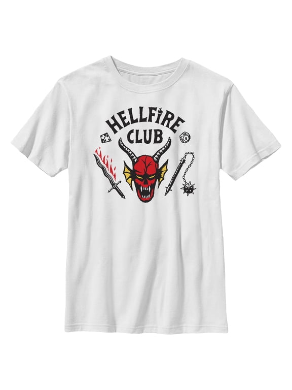 Netflix Boy's Stranger Things Welcome to the Hellfire Club Graphic T-Shirt