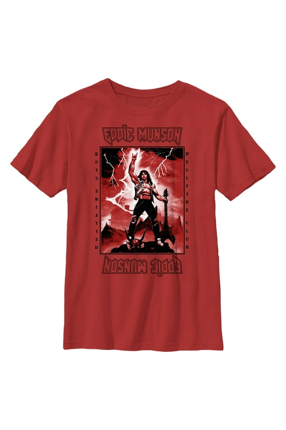 Netflix Boy's Stranger Things White Hellfire Club Rockstar Eddie Munson Graphic T-Shirt