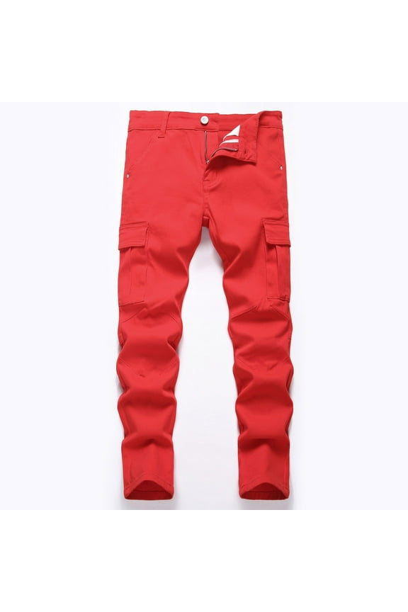Boy's Streetwear Denim Cargo Pants Elastic Waist Casual Wide Leg Durable Quality Vintage Dance Skateboard Pants for Kids