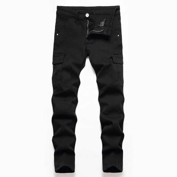 Boy's Streetwear Denim Cargo Pants Loose Fit Skateboard Denim Pants Streetwear Durable Vintage Dance Skateboard Pants for Kids