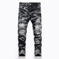 thumbnail image 1 of Boy's Stretch Fit Ripped Destroyed Jeans Pants Cargo Pants Classic Elastic Waist Straight Leg Multi-Pockets Comfy Kids Pants for Boys, 1 of 6