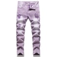 thumbnail image 1 of Boy's Stretch Fit Ripped Destroyed Jeans Pants Cargo Pants Classic Elastic Waist Straight Leg Multi-Pockets Comfy Kids Pants for Boys, 1 of 7