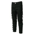 thumbnail image 1 of Boy's Stretch Fit Ripped Destroyed Jeans Pants Cargo Pants Classic Elastic Waist Straight Leg Multi-Pockets Comfy Kids Pants for Boys, 1 of 5