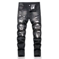 thumbnail image 1 of Boy's Stretch Fit Ripped Destroyed Jeans Pants Cargo Pants Classic Elastic Waist Straight Leg Multi-Pockets Comfy Kids Pants for Boys, 1 of 5