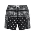 thumbnail image 1 of Boy's Summer Boho Paisley Print Shorts,Casual Kids Drawstring High Waisted Graphic Shorts with Pocket For Toddlers And Children/Black/120, 1 of 2