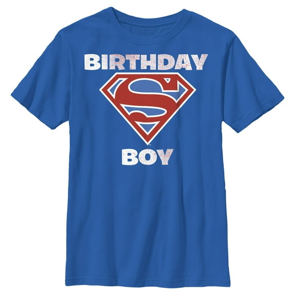 Boy's Superman Birthday Boy Super Logo  Graphic Tee Royal Blue Large