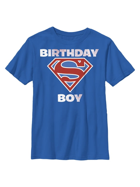 Boy's Superman Birthday Boy Super Logo Graphic Tee Royal Blue Medium