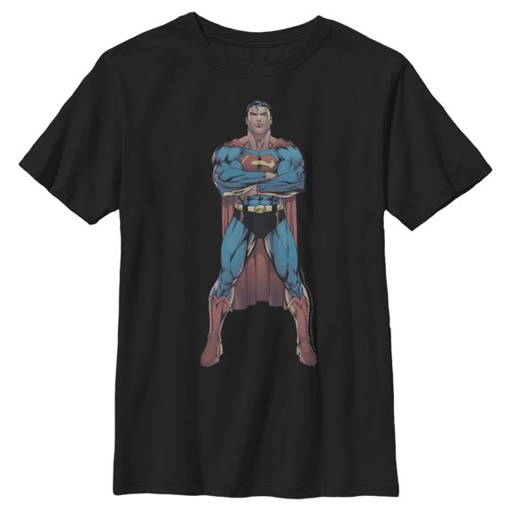 Boy's Superman Bold Hero Pose Graphic Tee Black Small