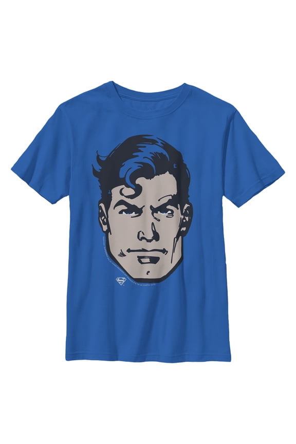 Boy's Superman Classic Clark Kent Portrait Graphic Tee Royal Blue Large