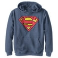 thumbnail image 1 of Boy's Superman Classic Logo  Pull Over Hoodie Navy Blue Heather X Large, 1 of 4