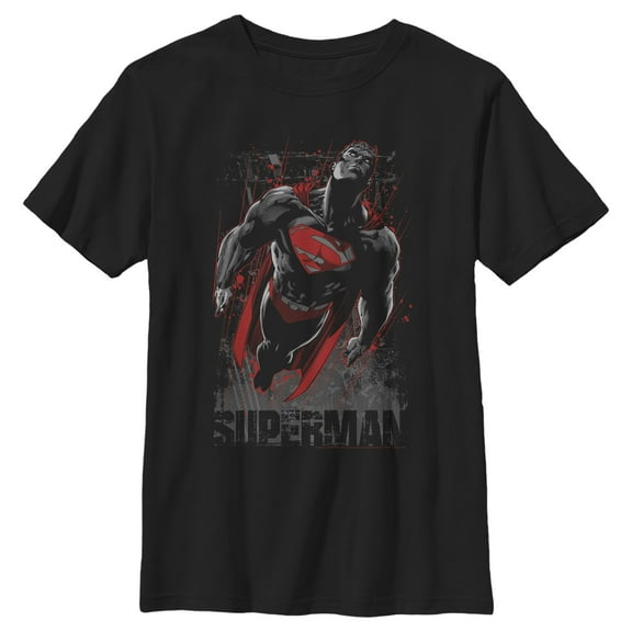Boy's Superman Flight Looking On  Graphic Tee Black X Small