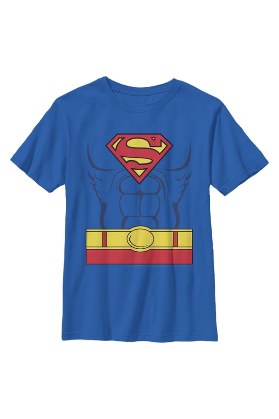 Boy's Superman Hero Costume Graphic Tee Royal Blue Large