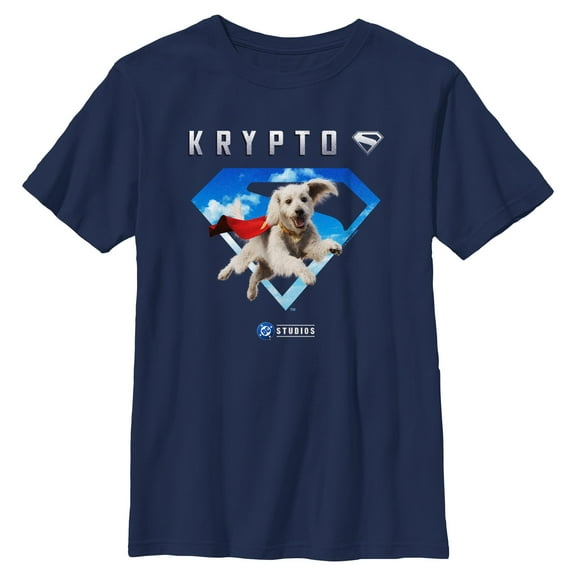 Boy's Superman Krypto Blue Sky Logo Graphic T-Shirt