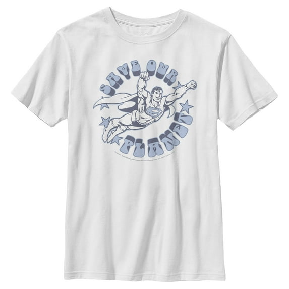 Boy's Superman Save Our Planet Graphic Tee White Large